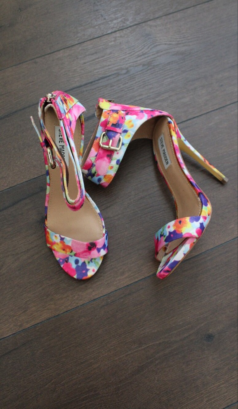 Steve Madden Multicolor Floral Ankle-Strap Stiletto Sandals